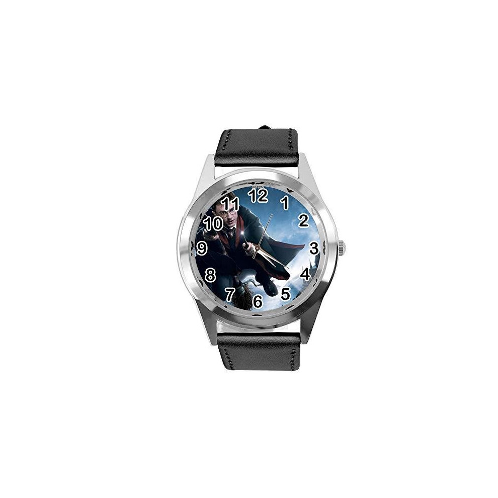 Watch Analogue Quartz with Real Leather Band Black Round for Harry Potter Fans E1-image-OPC-P5TKQMG-NEW