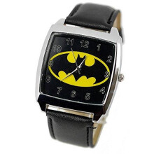 The Dark Knight Batman Quartz Square Watch Real Leather Band Black
