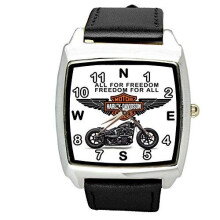Harley Davidson Motor Quartz Square Sport Watch Black Band Black