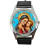 Saint Mary Quartz Round Watch Black Leather Band 1