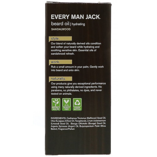 Every Man Jack, Feuchtigkeitsspendendes Bartöl mit Sheabutter, Sandelholz, 1 fl oz (30 ml) 2