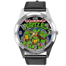 Teenage Mutant Ninja Turtles Quartz Round Watch Leather Band Black