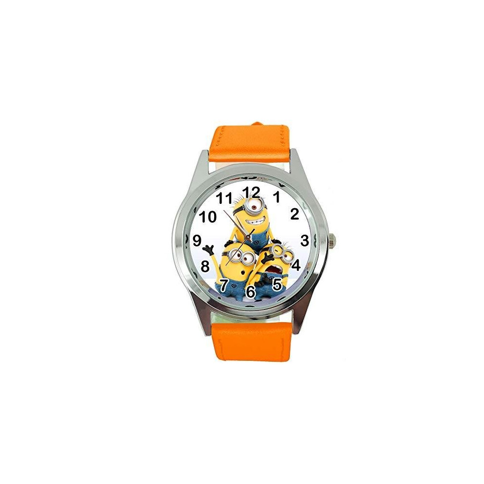 Minion Quartz Watch Orange Leather Band