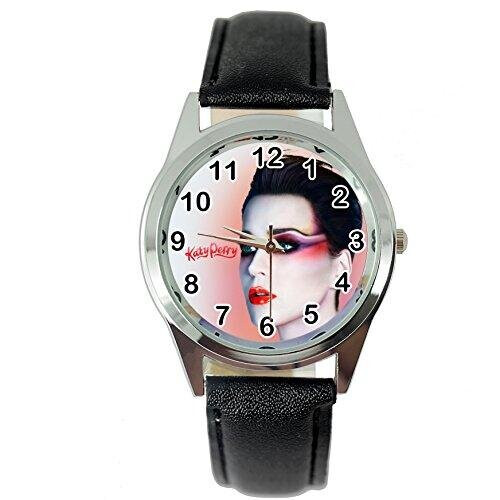Katy Perry Quartz Round Watch Real Leather Band  Black