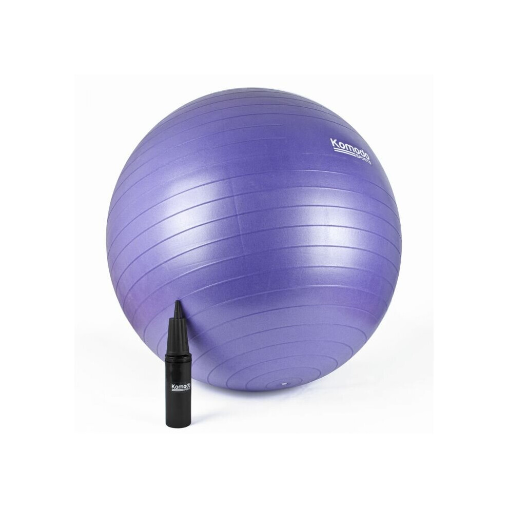 (85cm, Purple) Yoga Ball - Anti-Burst Exercise Pilates Fitness Balance Pregnancy Core Workout