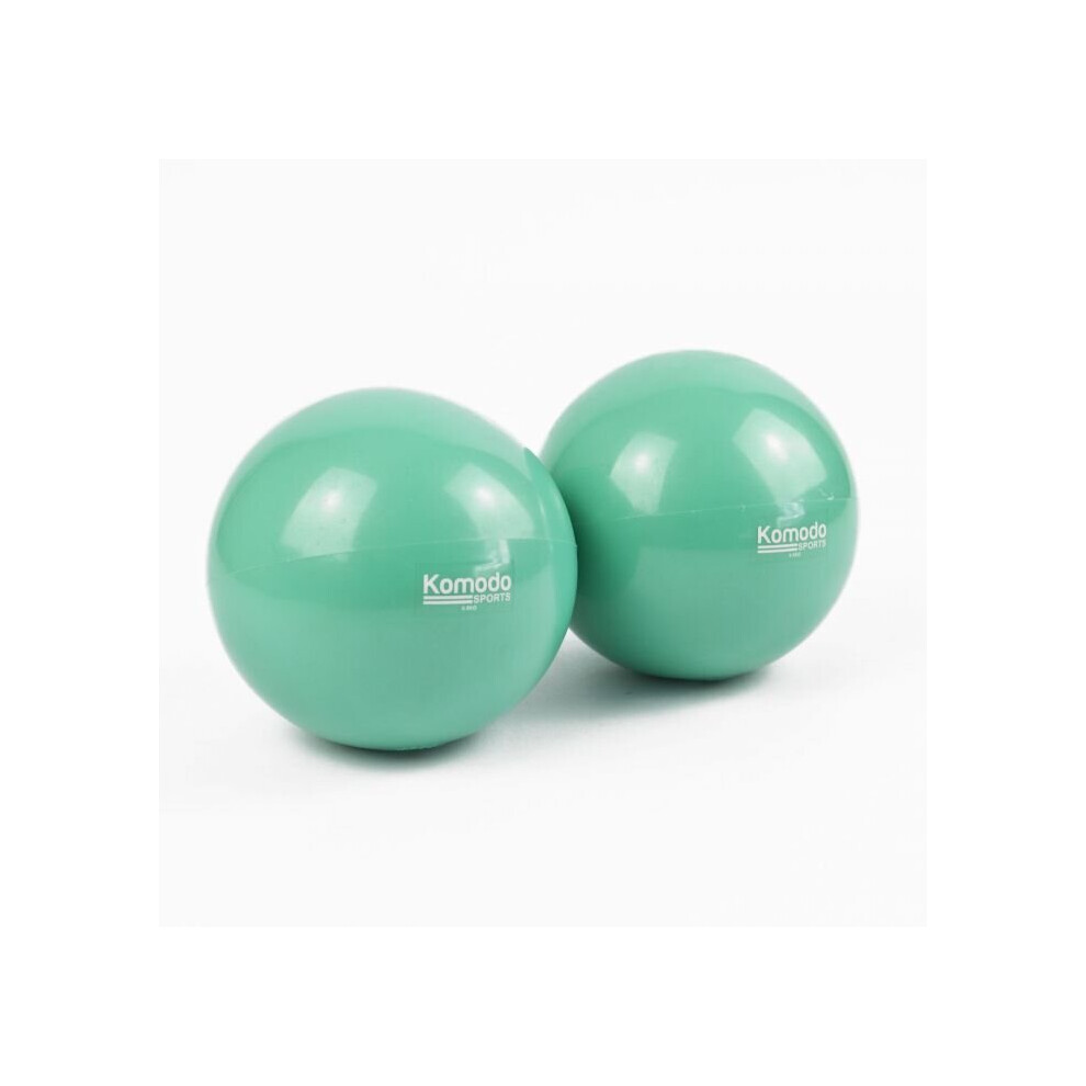 (2 x 0.5kg = 1kg) Green Weighted TONING BALLS 0.5kg-1.5kg Pair Yoga Pilates Rehab Exercise Class Weight 