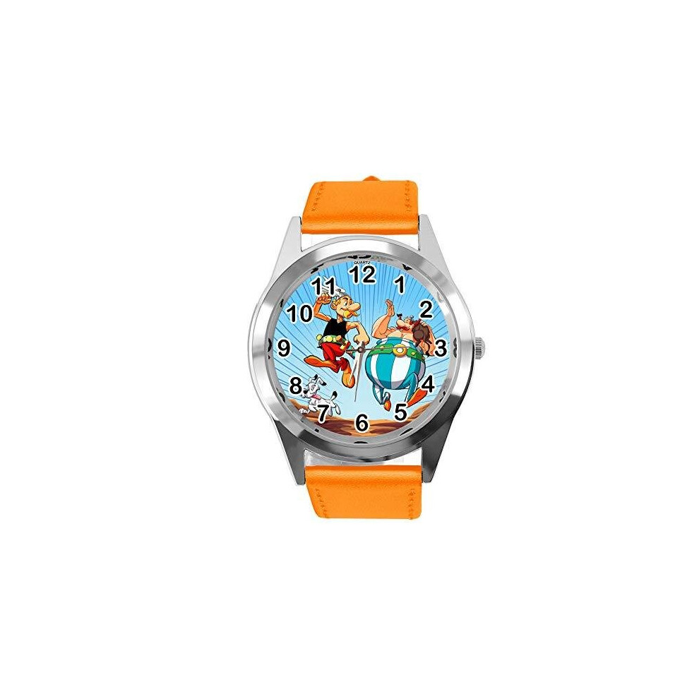 Orange Leather Watch for Asterix Obelix Fans