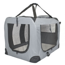 (XL) Soft PET CARRIER Folding Dog Cat Animal Travel Cage Bag Portable Grey Crate Box