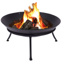 Large Cast Iron Fire Bowl - Traditional Outdoor Fire Pit, 57cm Diameter, 27cm High, 360deg Heat, Burns Wood/Charcoal