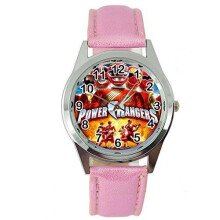 Power Rangers Quartz Round Watch Leather Pink Band