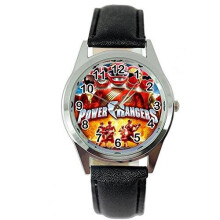 Power Rangers Quartz Round Watch Leather Band Black