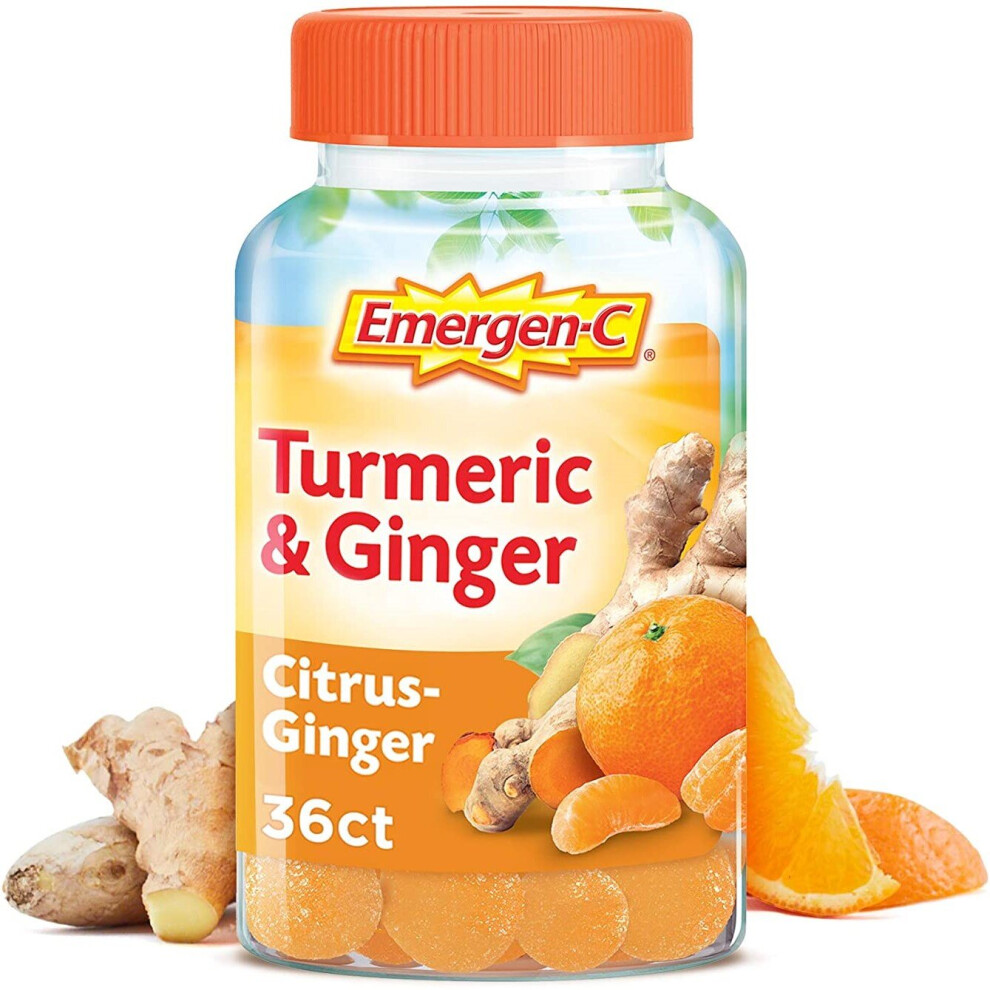 Photos - Vitamins & Minerals Emergen-C turmeric & Ginger Daily Immune Support Gummies and Botanicals - Citrus Ginger - 36ct