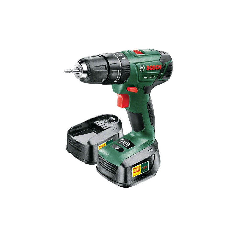 Bosch 06039A3371 Psb 1800 Li-2 Cordless Combi Drill - 2 Batteries