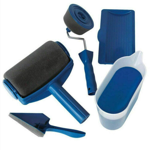(5pc, Blue) Professional Paint Roller & Decorating Brush Set