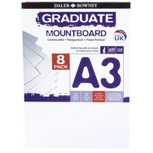 Daler Rowney A3 Graduate Mount Board Pack of 8 Ice White