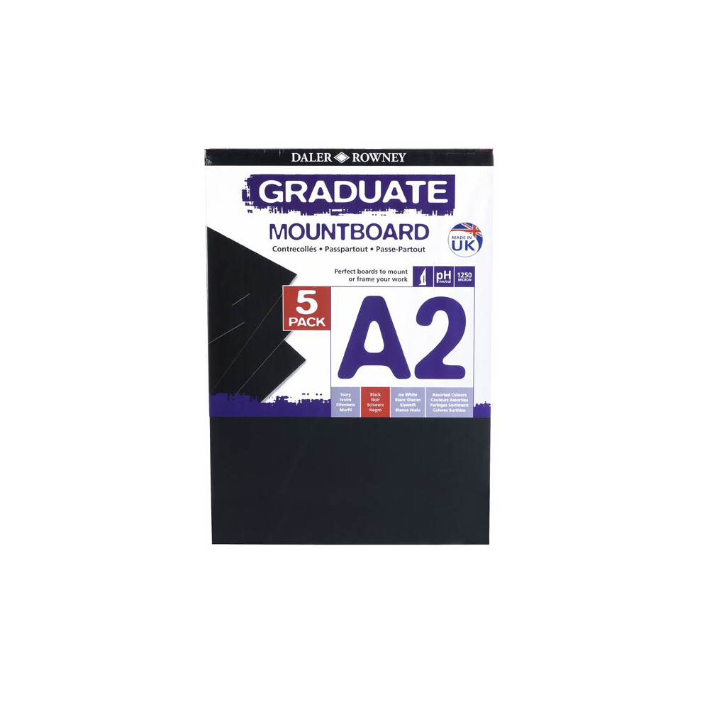 Daler Rowney A2 Graduate Mount Board Pack of 5 Black