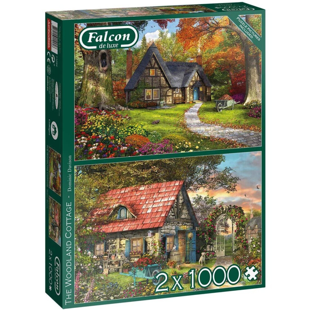 Falcon De Luxe Jumbo The Woodland Cottage 2 X 1000 Piece Jigsaw Puzzle