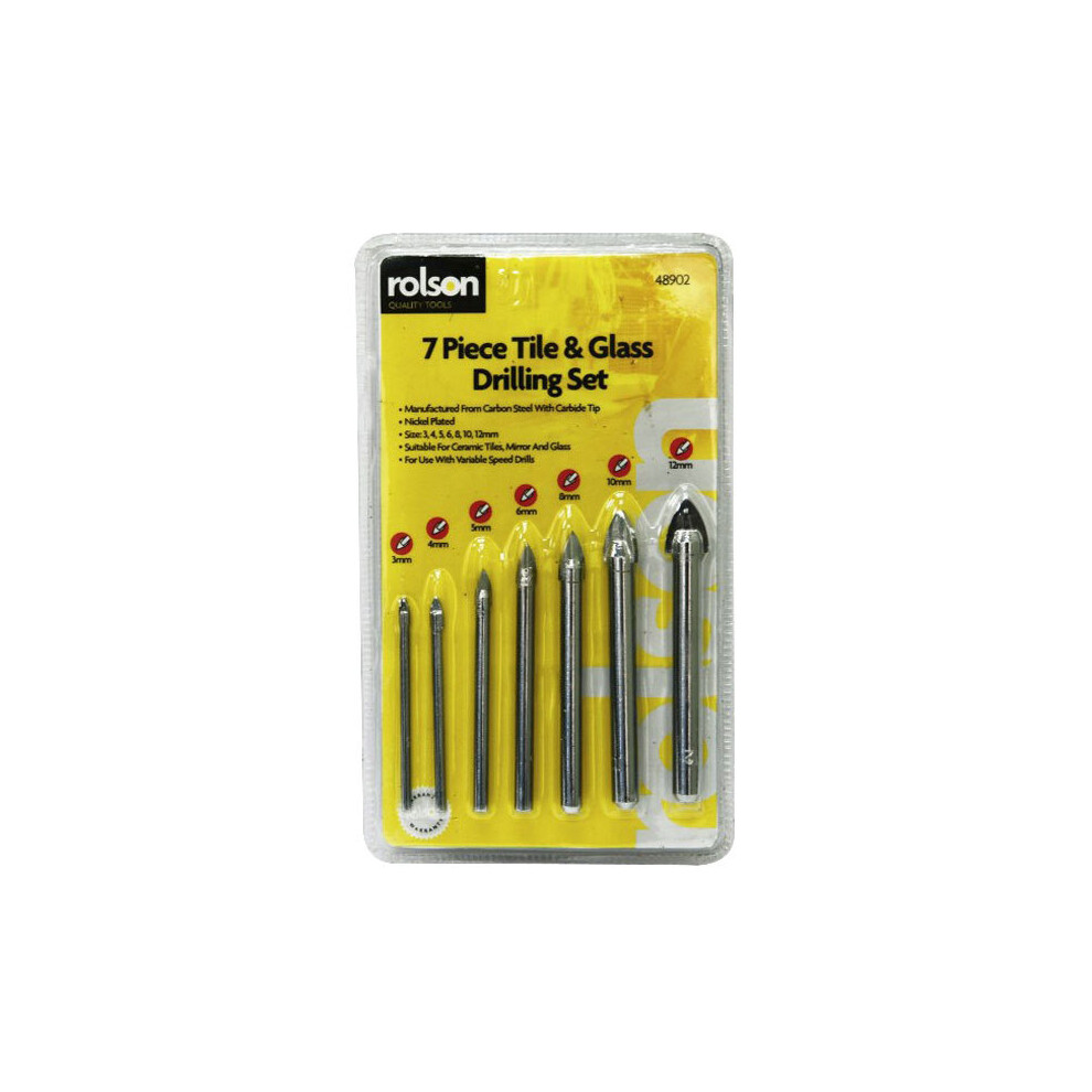 Rolson 48902 7pc Glass & Tile Drill Bit Set