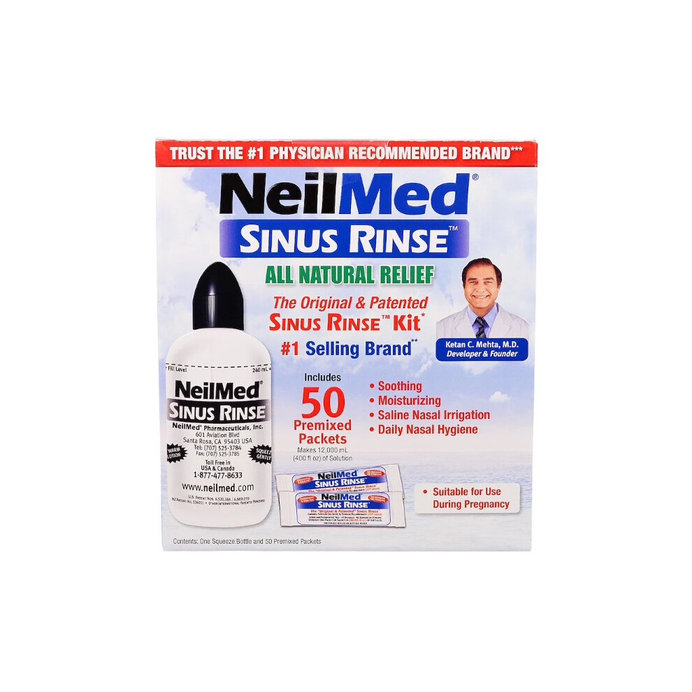 Neilmed Sinus Rinse Kit - Original & Patented, 50 Premixed Packets, 1 Kit