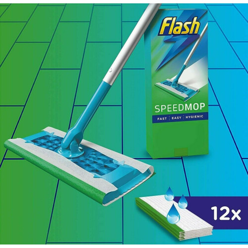 Flash Flash Speedmop Starter Kit - 1 Speed mop + 12 Mopping Cloths Refills 1