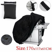 170cm Fitted Heavy-Duty BBQ Grill Cover - Waterproof, Dustproof & Wind-Resistant Outdoor Protection (Black, UK)
