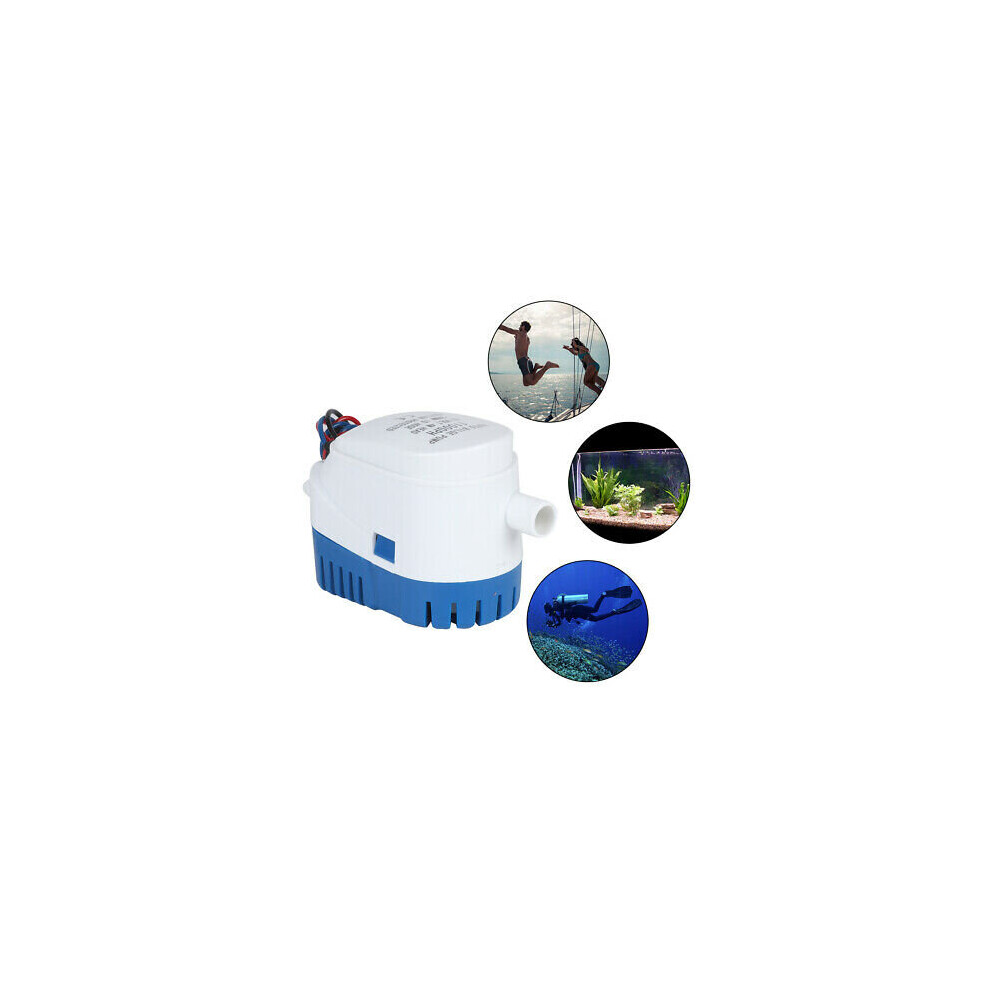 12V 1100GPH Marine Automatic Submersible Bilge Pump Auto Float Switch Internal