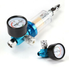 Mini Air Pressure Regulator & In-Line Water Trap Filter for Spray Guns 1/4 Thread Moisture Separator Aluminum/Plastic