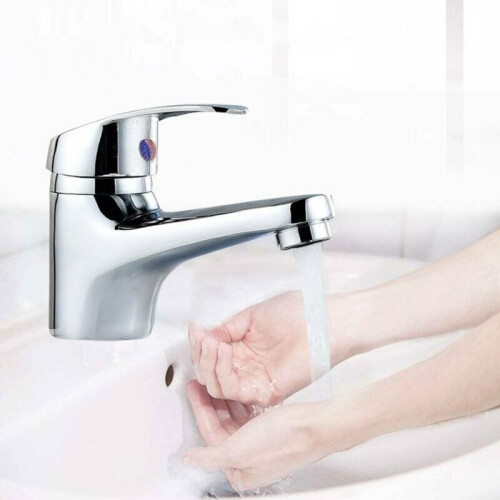 Modern Bathroom Taps with 2 Hoses Single Basin Sink Mono Mixer Chrome 1