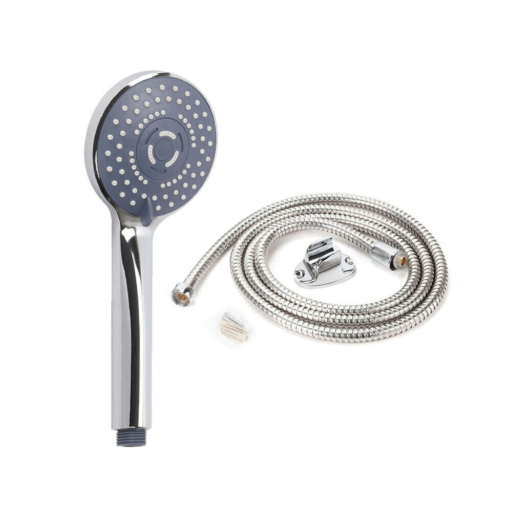 Shower Head Set Universal Multi Function Chrome Anti-Limescale Bath 2M Hose UK