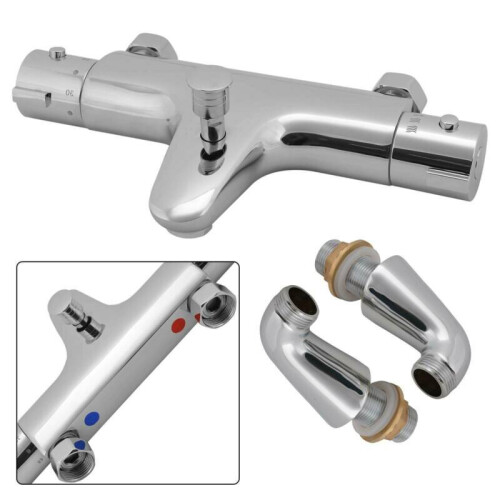 New Modern Bath Shower Mixer Taps Deck Mounted Chrome Valve Bar Tap on