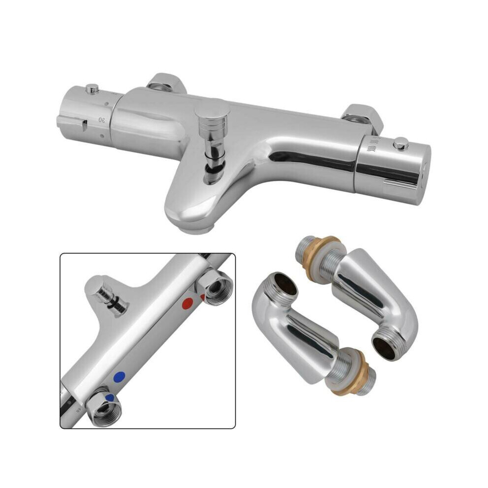 New Modern Bath Shower Mixer Taps Deck Mounted Chrome Valve Bar Tap