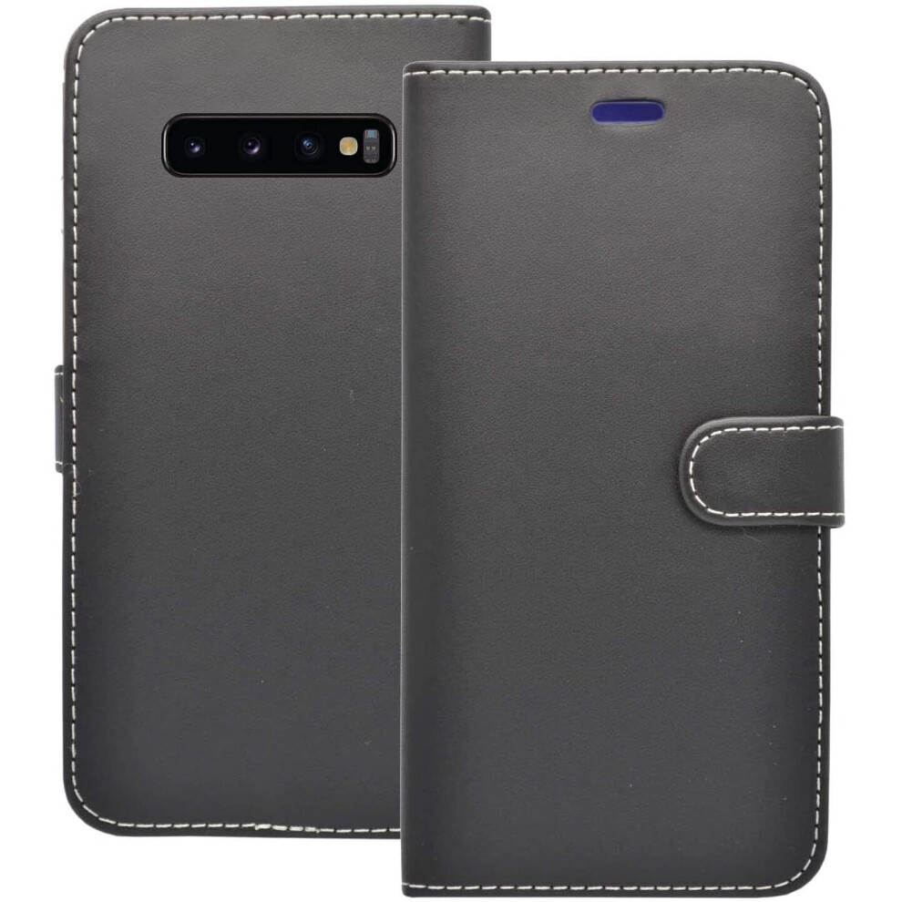 (Black) Case For Samsung Galaxy S10 Wallet Flip Pu Leather Phone Cover Black