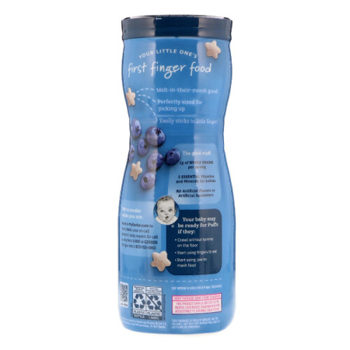 Gerber Gerber, Puffs, Cereal Snack, 8+ Months, Blueberry, 42g 2