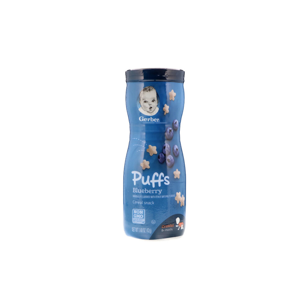 Gerber, Puffs, Cereal Snack, 8+ Months, Blueberry, 42g