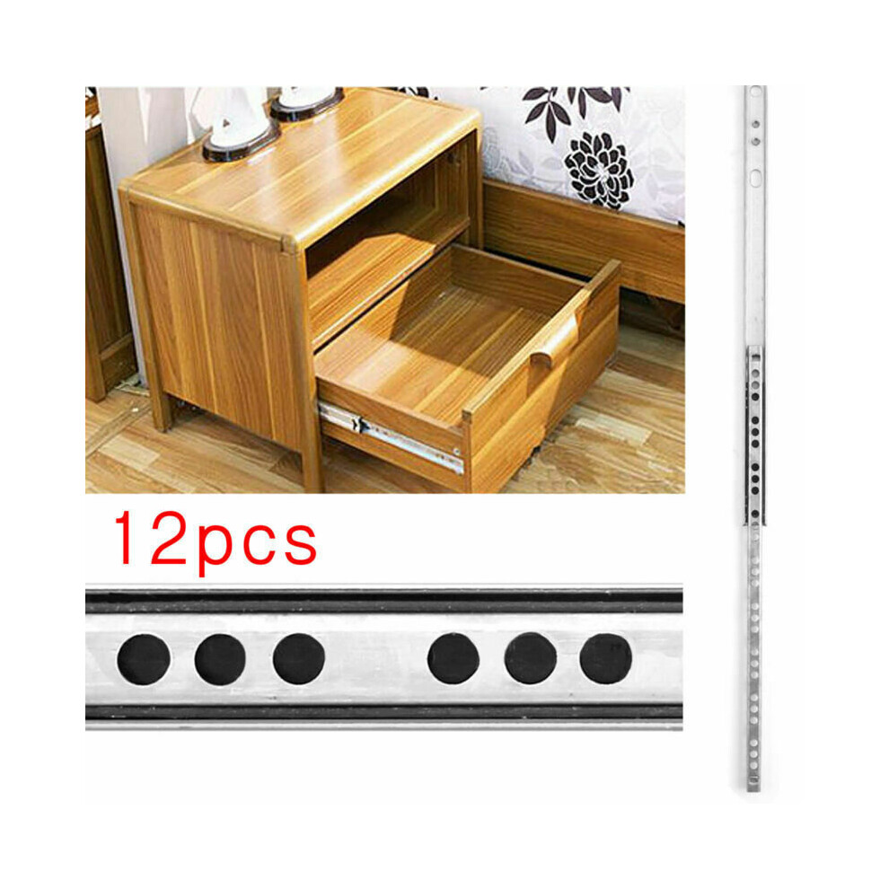 12pc Metal Ball Bearing Draw Depth For 17mm Drawer Runner Pr 310mm 6 Pairs UK