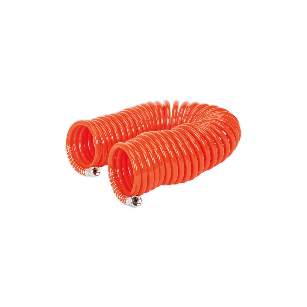 Sealey Ah10c/6 Coiled Air Hose 10Mtr X Ø6mm 1/4"Bsp Unions