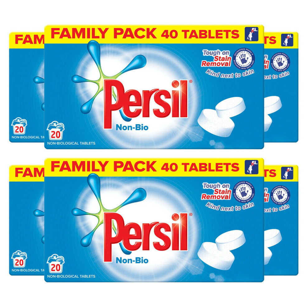 Persil Non-Bio Washing Detergent 40 Tablets, 6 Packs Of 20 Washes