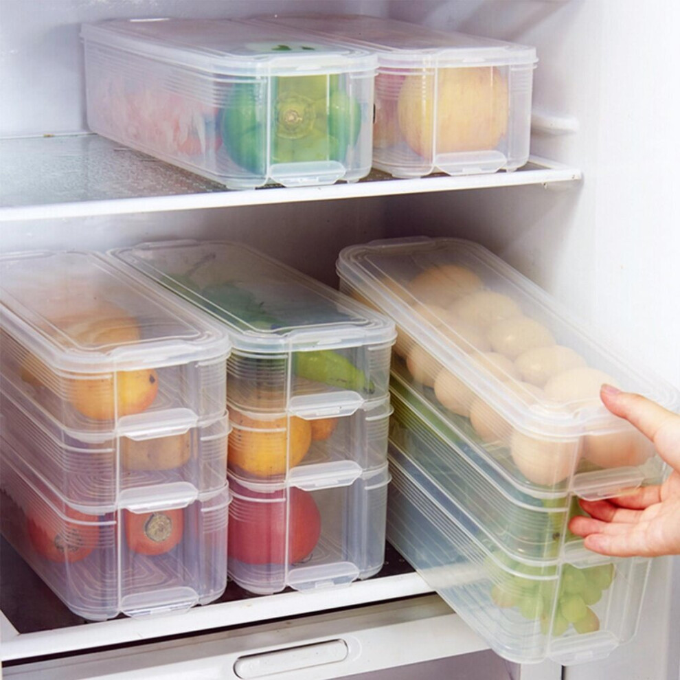 Kitchen Refrigerator Food Organizer Container Clear Collecting Box Basket Rack