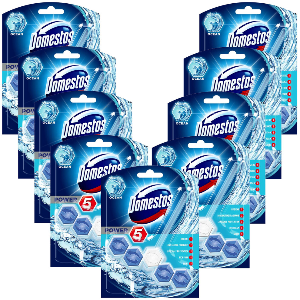 Domestos Power 5 Ocean Toilet Rim Block 55g Pack of 9