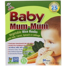 Hot Kid, Baby Mum-Mum, Wafers de Dentes, Vegetal, 12 Embalagens, 2 Wafers Cada