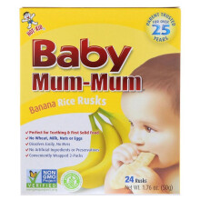 Hot Kid, Baby Mum-Mum, Wafers de Dentes Suaves, Banana, 12 Embalagens, 2 Wafers Cada
