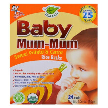 Hot Kid, Baby Mum-Mum, Wafers de Dentes, Batata Doce & Cenoura, 12 Embalagens, 2 Wafers Cada