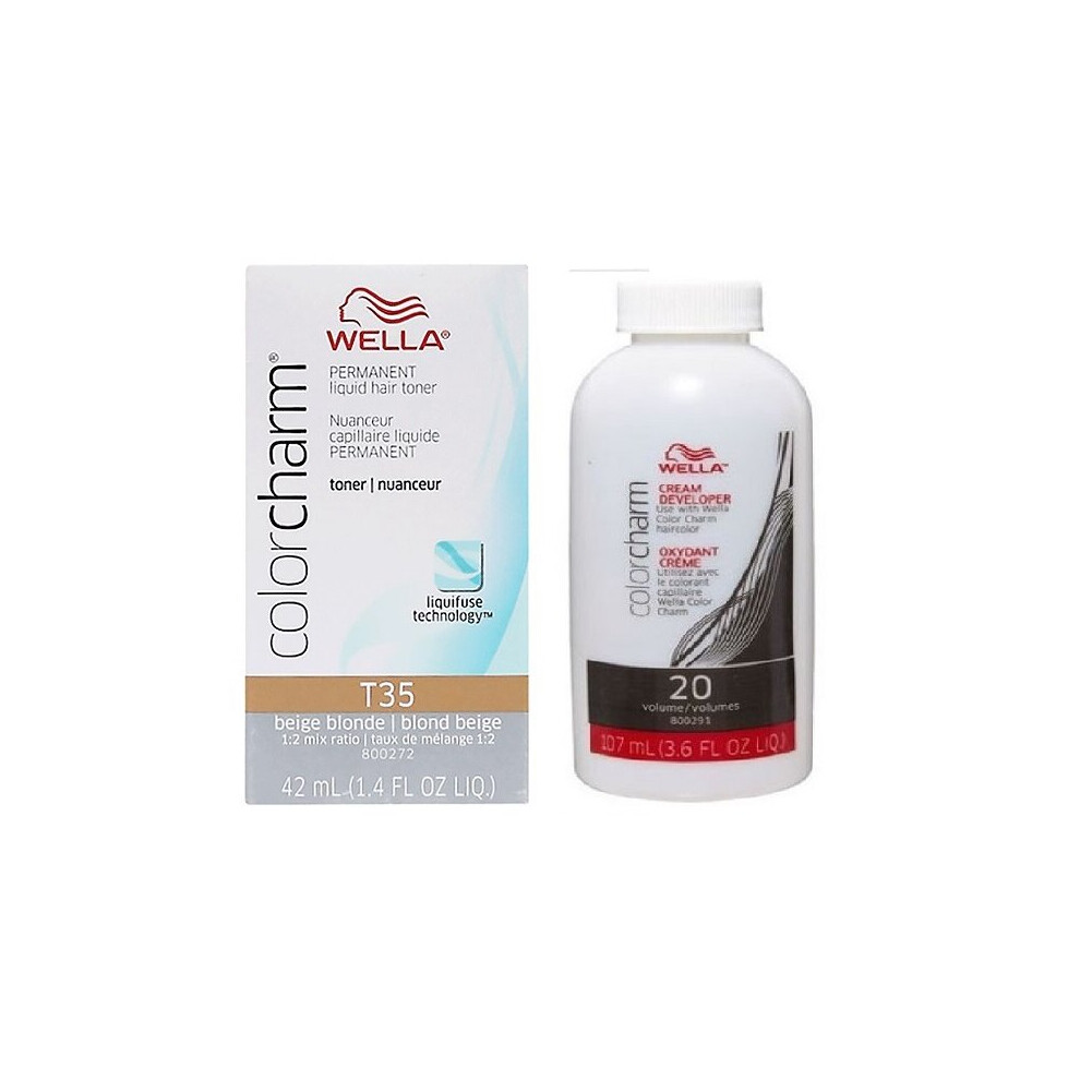 (Beige Blonde With Cream Developer -106ml) Wella Blonde Colour Charm | Permanent Liquid Hair Toners