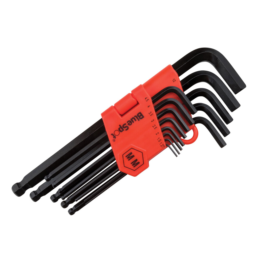 Bluespot Tools Long Arm Ball End Hexagon Key Set Of 13 Metric (1.27-10Mm) Black