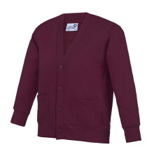 (11-12 Years, Claret) AWDis Academy Childrens/Kids Button Up School Cardigan