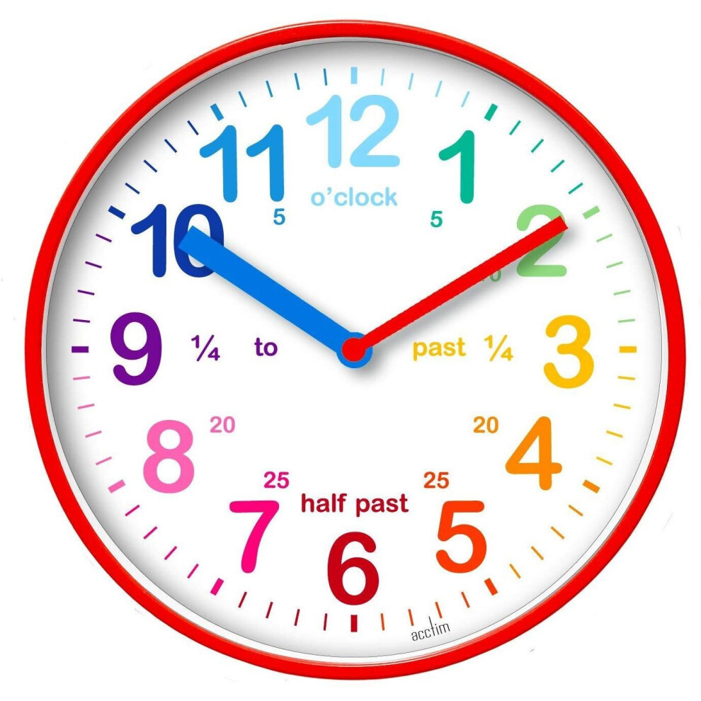 Acctim Wickford Kids Time Teach Clock - 20cm - Red