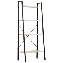 HOMCOM 4-Tier Minimalistic Ladder Shelf Home Display Storage Natural