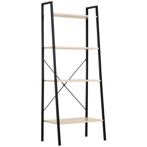 HOMCOM 4-Tier Minimalistic Ladder Shelf Home Display Storage Natural