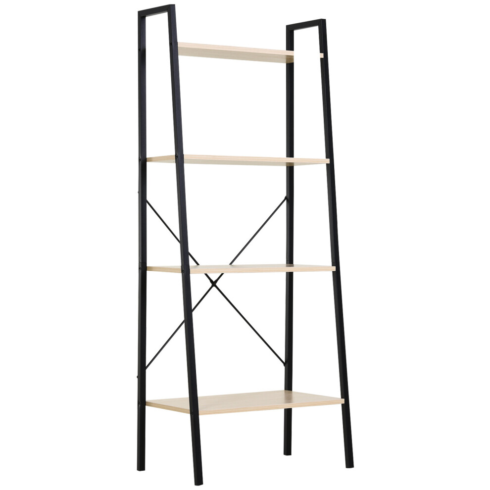 HOMCOM 4-Tier Minimalistic Ladder Shelf Home Display Storage Natural