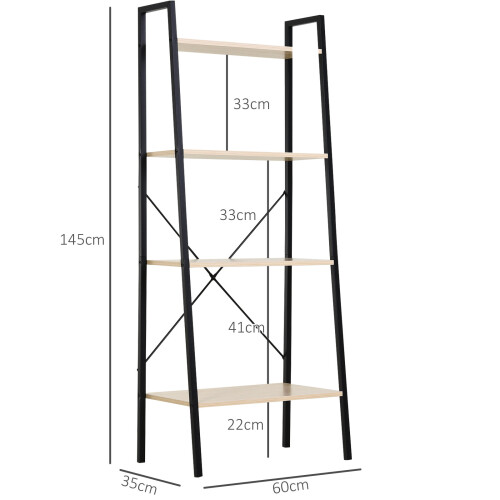 Homcom HOMCOM 4-Tier Minimalistic Ladder Shelf Home Display Storage Natural 1